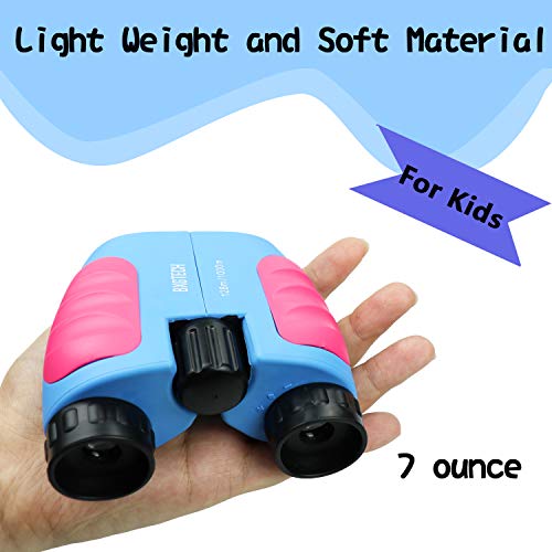 BXGTECH Kids Binoculars, Toys for 3-12 Year Old Girls, Teens Toys for Hiking, Watching Birds, Concerts(Pink & Blue)