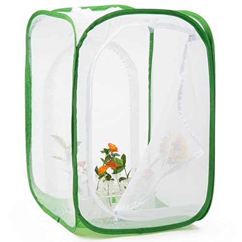 Two Doors Large Monarch Butterfly Habitat, Insect Mesh Cage, Caterpillar Enclosure Terrarium Pop-up (24 x 24 x 36 inches)