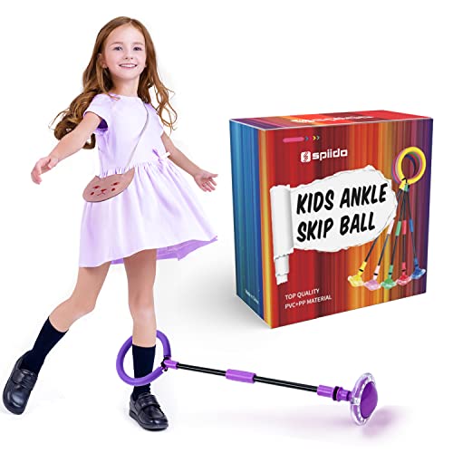 Spiido Ankle Skip Ball for Kids, Foldable Ankle Skip Ball Flashing Jumping Ring Colorful Sports Swing Ball, Fitness Jump Rope Game for Children and Adults (1 Pack-Purple)