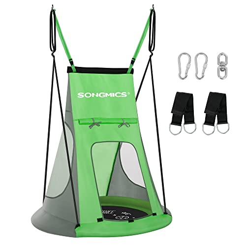 SONGMICS Saucer Tree Swing Tent 40 Inch 700 lb Load Textilene Fabric Includes Hanging Kit Detachable for Kids Outdoor Indoor Heavy Duty Safe Durable Easy Install Green UGSW002G01