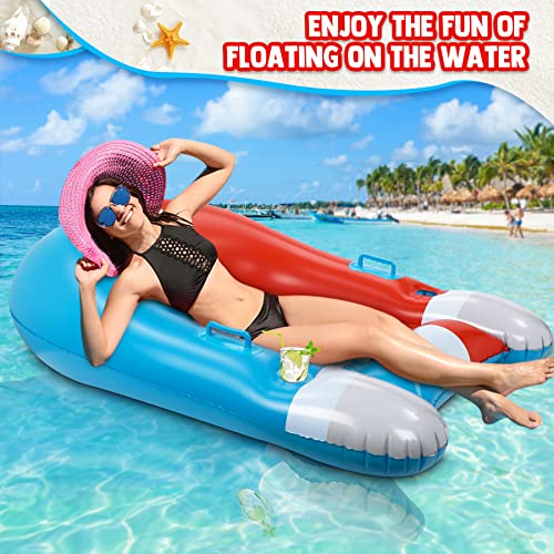 59 Inch Pool Float Inflatable Pool Floats Adult - Big Backrest Pool Floats Lounge with Handle | Cup Holder and Mesh Bottom Inflatable Rafts Air Sofa Floating Chair for Swimming Pool Summer Party