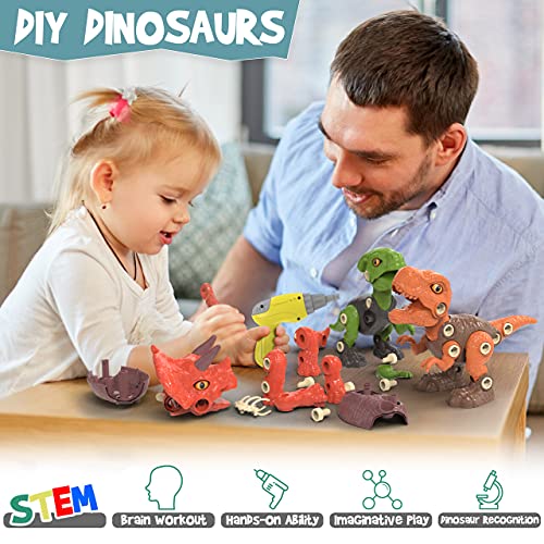 Batlofty Dinosaur Toys for 3 4 5 6 7 Year Old, Take Apart Dinosaur Toys with Electric Drill, STEM Construction Educational Toys with Skeleton, Birthday Christmas Easter Gift for Boys Girls