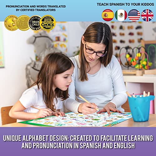 Learning Toys for Toddlers - Interactive Alphabet Poster, Talking ABC and 123s and Songs and Sound of Music - Bilingual Spanish and English - Perfect Educational Toys for 3 Year Old