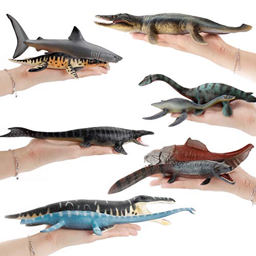 10 PCS Prehistoric Ocean Sea Marine Dinosaur Animal Model Figures Figurines Party Favors Supplies Cake Toppers Decoration Collection Set Toys for 5 6 7 8 Years Old Boys Girls Kid Toddlers